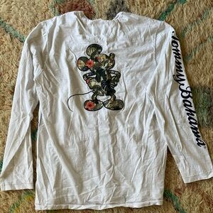Tommy Bahama White Long Sleeve Tee with Tropical Mickey Floral Graphic